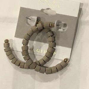 Neutral Wood Beaded Hoops